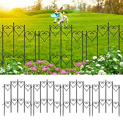 Amagabeli Garden Fence 27inx9ft (5 Panels in Total) Outdoor Decorative Rustproof Metal Garden Fencing Garden Fence Animal Barrier Folding Iron Edge Wire Border Fence for Patio Landscape Flower Bed