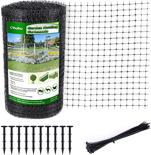 Ohuhu 68 x 100 FT Heavy Duty Bird Netting with Cable Ties  Ground Nails PP Material AntiBird Reusable Garden Netting for Fruit Vegetable Plant Trees Plastic Deer Netting Fencing Protection