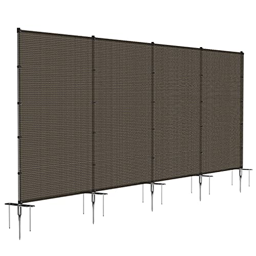 Windscreen4less Outdoor Fencing Kit with Poles Ground Spikes Privacy Fence for Backyard Pool Garden Safety Dog Poultry Rabbit Fence Removable Brown 6x24