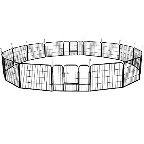 Yaheetech Decorative Garden Fence  24in x 43ft Rustproof Folding Fencing Landscape Patio Flower Bed Animal Barrier Border for Dog Outdoor Fences Black