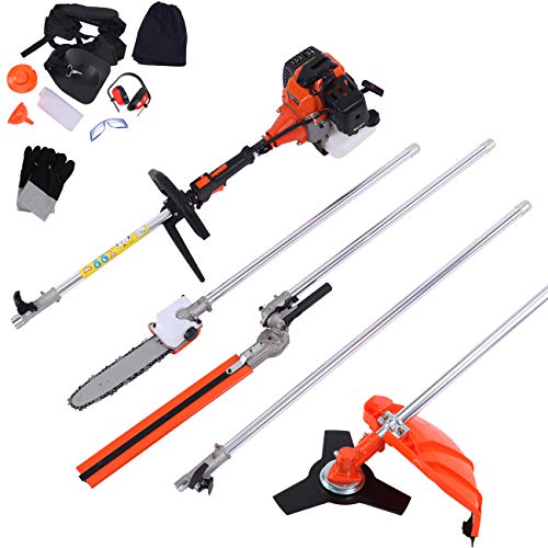 Iglobalbuy 52cc 5 in 1 Multifunction Grass Cutter Trimmer Brush Cutter Hedge Trimmer Chainsaw Earmuffs WCE Certificate