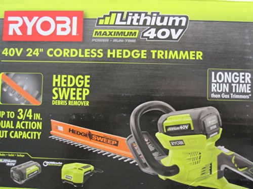 Ryobi 40-Volt Cordless Hedge Trimmer 24 includes Lithium-Ion Battery plus Charger