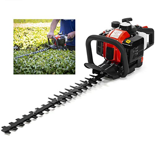 Gas Powered Hedge Trimmer Patio Lawn Garden Outdoor Power Tools Hedge 24 Inch Trimmers 26cc 2-Cycle Gas Hedge Trimmer Double Sided Blade Recoil Gasoline Cut Decorate Tree Grass Heavy Duty Gardener