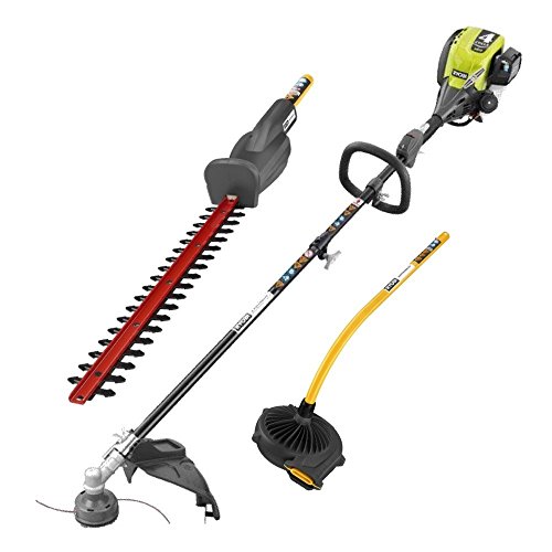 Ryobi ZRRY34440CMB6 30 CC Straight Shaft 4 Cycle Gas- Powered String Trimmer with Hedge Trimmer and Blower Attachment Certified Refurbished