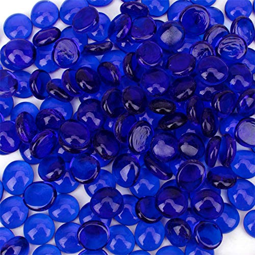 18 Pound Fire Glass Beads Fireglass Drops for Gas Fire Pit Fireplace Cobalt Blue Luster Reflective Decorative Glass Gems Rocks Pebbles Stone for Vase Fillers Aquarium Fish Tank Decoration (181)