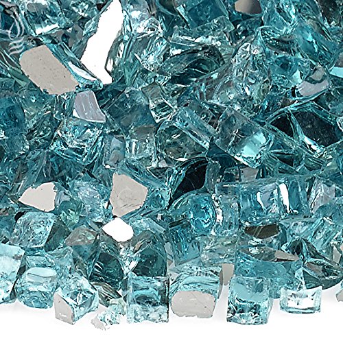 American Fireglass 10Pound Reflective Fire Glass with Fireplace Glass and Fire Pit Glass 14Inch Azuria Blue