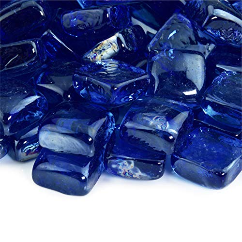 Deep Sea Blue  Fire Glass Cubes for Indoor and Outdoor Fire Pits or Fireplaces  10 Pounds  1 Inch