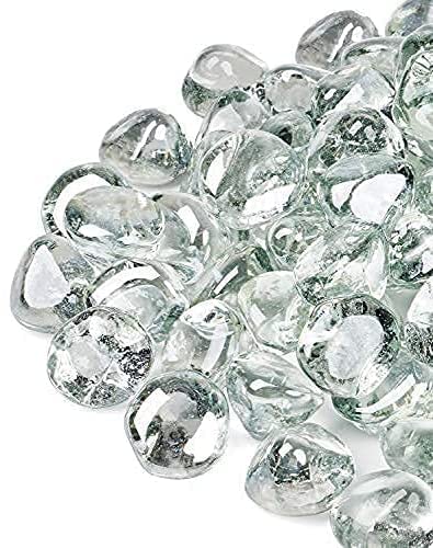 GASPRO 20 Pound Fire Glass Diamonds  1inch Clear Fire Glass for Propane Fire Pit Decorative Fire Pit Glass for Gas Fireplace Crystal Luster
