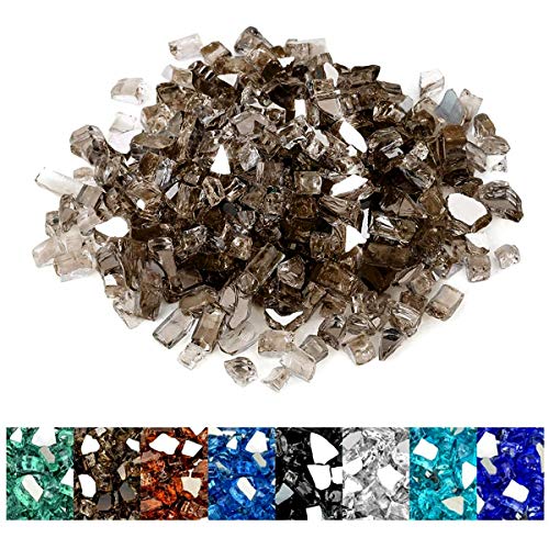 onlyfire Reflective Fire Glass for Natural or Propane Fire Pit Fireplace or Gas Log Sets 10Pound 12Inch Bronze