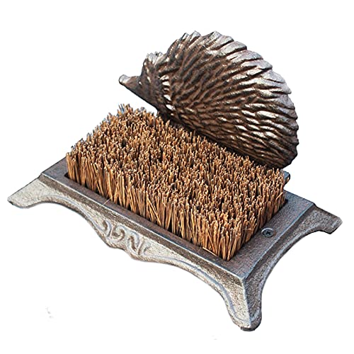 Shoe Care Boot Brush Shoe Brush  Antique Brown Finish Cast Iron HedgehogShaped Mud Scraper for Front Door Porch Garden Entryway Yard (Size  25×15×15 cm)