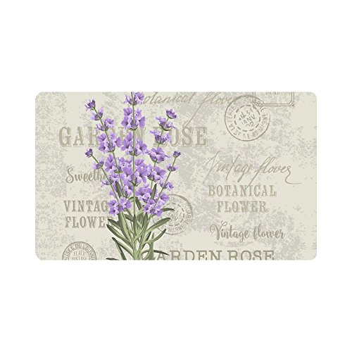 InterestPrint Elegant Postcard Lavender Flowers Vintage Floral Doormat Indoor Outdoor Entrance Rug Floor Mats Shoe Scraper Door Mat NonSlip Home Decor Rubber Backing Large 30(L) x 18(W)