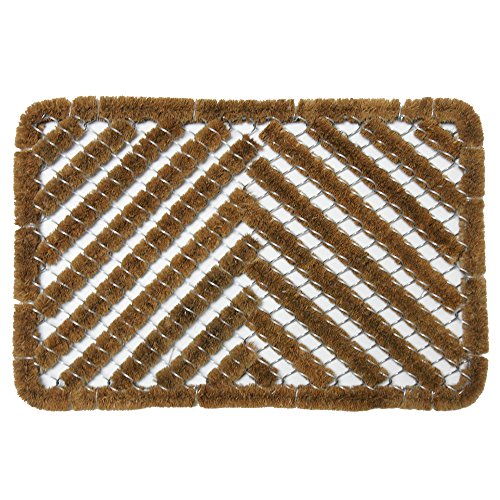 RubberCal 10100514 Herringbone Outdoor Scraper Door Mat 18 by 30Inch Brown