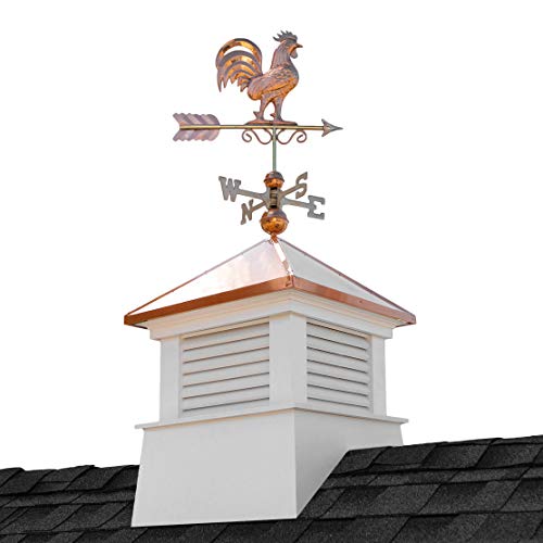 Good Directions 2126MV1975P 26 Square Manchester Vinyl Rooster Weathervane Cupola White