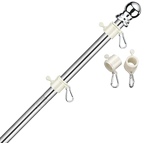 GLORYA 5ft Flag Pole Without Bracket  1 American Flag Pole Kit for Outdoor  House TangleFree Flagpole with Clips  Stainless Steel Spinning Flag Pole for Residential and Commercial