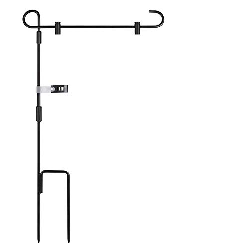 Garsum Garden Flag Stand Banner Flagpole Iron StandHolderPole Holds Flags up to 125 in Width for Outdoor Lawn