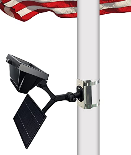 Solar Flag Pole Light Outdoor Dusk to Dawn 12 Bright LED 16 Hrs Lighting Adjustable Pole Clamp fit 26 Diameter American Flag Poles Wall Mounted Solar Power Flagpole Light fit 1530 Ft Inground Pole