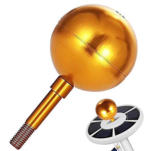 Gold Flag Pole Ball Topper Ornament 3 Inch Anodized Aluminum Flag Pole Topper Decorative Ball Fit Standard USA Flag Poles Pulley Truck  Solar Lights (Gold)