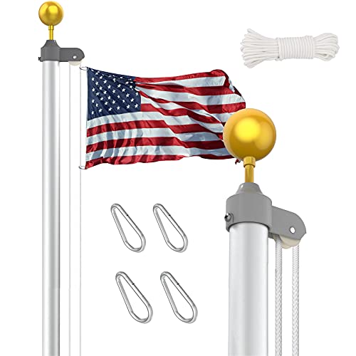 HUAZI 20FT Sectional Flag Pole Kit Heavy Duty Aluminum Flagpole with Free 3x5 American Flag and Golden Top Ball Flagpole Post for Residential and Commercial Use