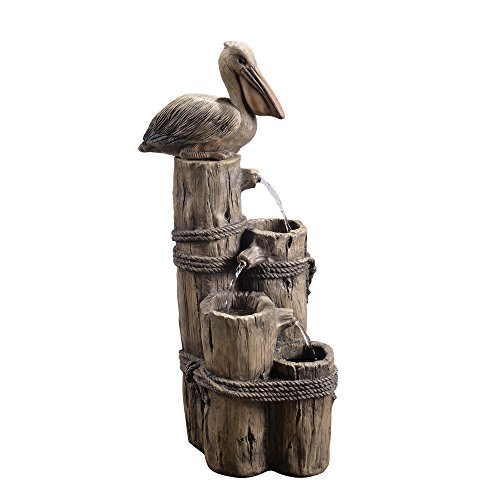 Peaktop Outdoor Nautical 3 Level Waterfall 35 fountainWood with Bird