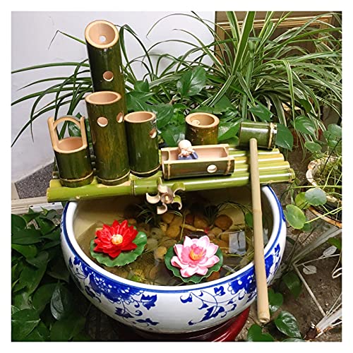 AA Decor Bamboo Water Fountain with Pump for YardPondGarden Indoor  Outdoor Bamboo Fountain Kit Fish Tank Garden Bowl for Landscape Decoration Natural Bamboo  Handmade (Color  A)