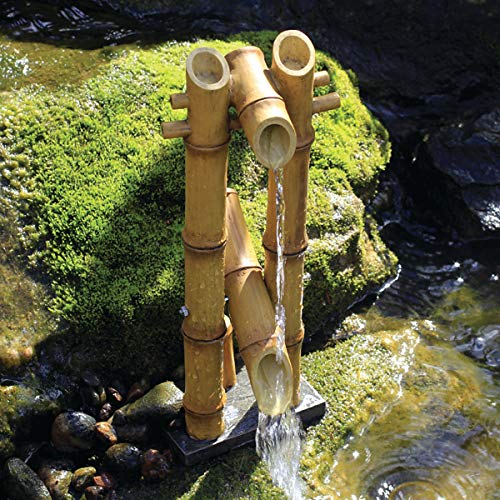 Aquascape 78306 ShishiOdoshi Inspired PolyResin Deer Scarer Bamboo Fountain Yellow