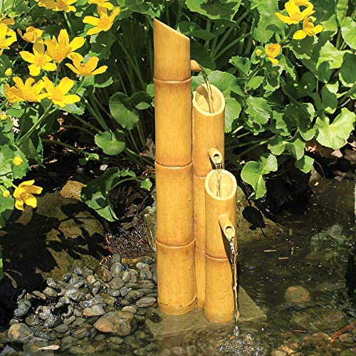 Aquascape 78307 Pouring ThreeTier Bamboo Pond and Garden Water Fountain Yellow