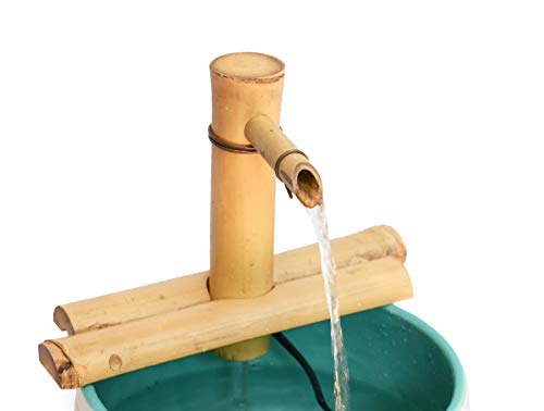 Bamboo Accents Zen Garden Water Fountain with Pump IndoorOutdoor Adjustable 7Inch HalfRound Flat Base Smooth SplitResistant Bamboo (Container Not Included)