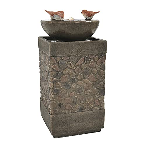 Sunnydaze Three Bathing Birds Outdoor Water Fountain  Waterfall Fountain  Backyard Water Feature for Outside Patio Yard  Garden  25 Inch