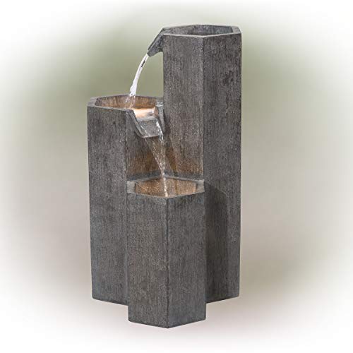 Alpine Corporation GIL1480 Tiering Hexagon Fountain 3556 L x 3556 W x 635 H Gray