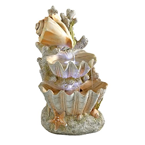 Design Toscano SS12719 Oceans Bounty Seashell Coastal Garden Decor Cascading Fountain Water Feature 20 Inch Full Color