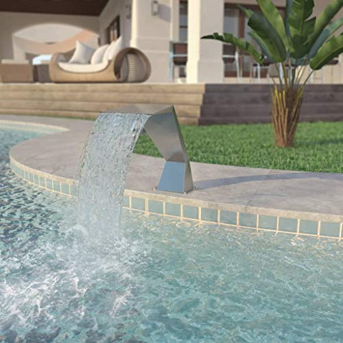vidaXL Pool Fountain Stainless Steel 205 Waterfall Feature Garden Decor