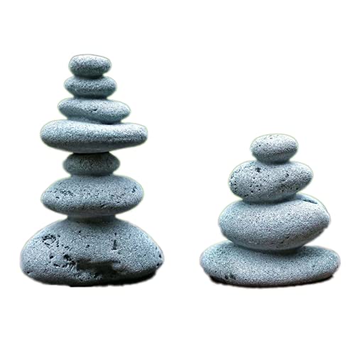 2 PCS Zen Stacking Stones Handmade Rocks Statues Japanese Garden Decor Office Relaxing Yoga Meditation Accessories (2 PCS)