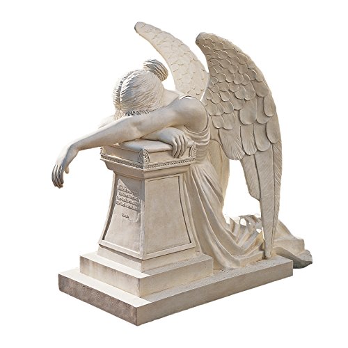 Design Toscano DB1111 Angel of Grief Monument Religious Garden Statue Estate 24 Inch Polyresin Antique Stone