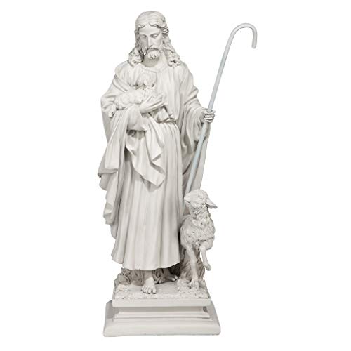 Design Toscano EU1785 Jesus the Good Shepherd Religious Garden Statue Large 28 Inch Polyresin Antique Stone