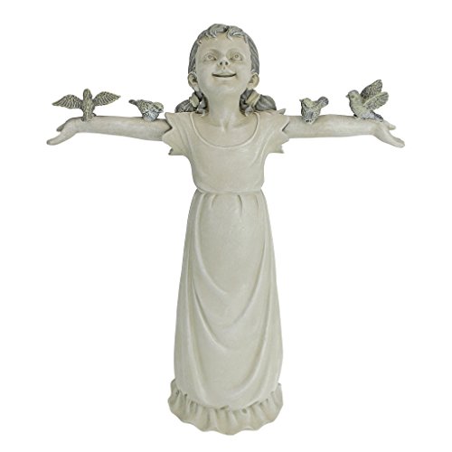 Design Toscano NG34012 Basking in Gods Glory Little Girl Outdoor Garden Statue Medium 18 Inch Two Tone Stone