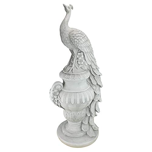 Design Toscano Staverden Castle Peacock on an Urn Garden Statue 34 Inch Polyresin Antique Stone