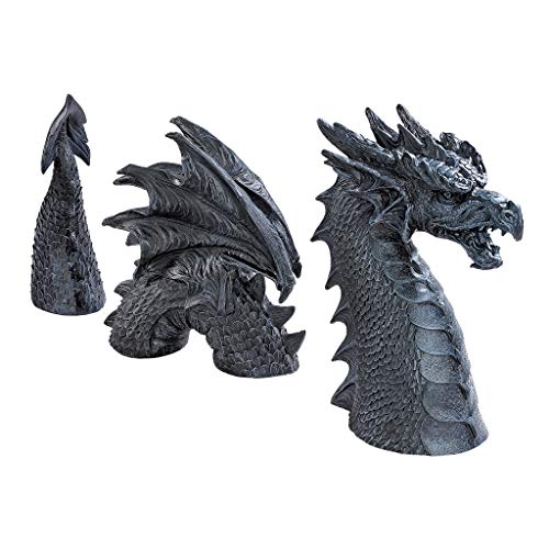 Design Toscano The Dragon of Falkenberg Castle Moat Lawn Garden Statue 28 Inch Total Polyresin Grey Stone