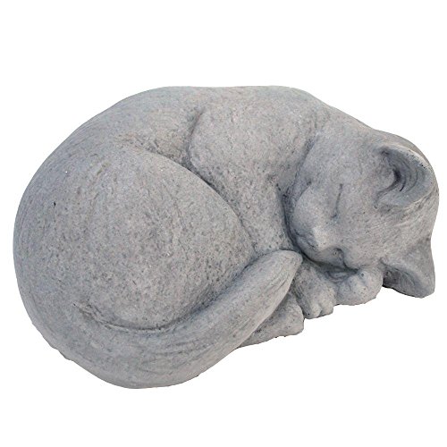 GARDEN STATUES at The Neighborhood Corner Store PET CURLED CAT GARDEN OUTDOOR LAWN STATUE CAST STONE ANTIQUE GRAY 95 LONG