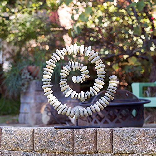 Natural River Stacked Stone Spiral on Stand Zen Garden Decoration Statue (Small)