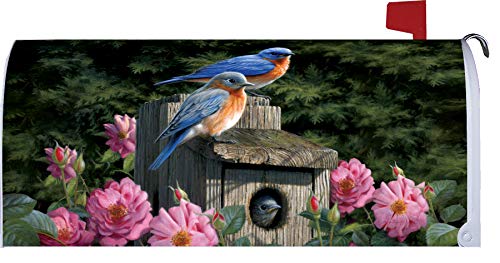 Custom Decor Bluebird House  Mailbox Makeover  Vinyl with Magnetic Strips for Steel Standard Rural Mailbox  Made in The USA  Copyright Licensed and Trademarked Inc