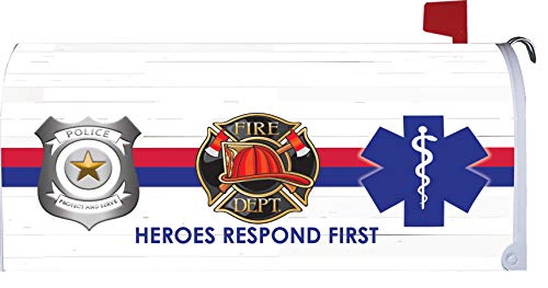 Custom Decor Heroes Respond First  Mailbox Makeover  First Responders  Vinyl with Magnetic Strips for Steel Std Rural Mailbox  Made in The USA  Copyright Licensed and Trademarked Inc
