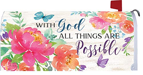 Custom Decor with God All Things are Possible Mailbox Makeover  Vinyl with Magnetic Strips for Steel Standard Rural Mailbox Made in The USA  Copyright Licensed and Trademarked Inc