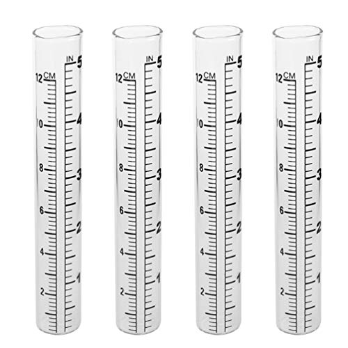 DOITOOL 4pcs 12CM Rain Gauge Glass Tube Glass Rain Measuring Cup Measurement Liquid Replacement Tube Weather Resistant Gauge Tubes for Yard Garden Outdoor