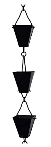 KAM Home Bronze Tapered Square Cups Rain Chain with Installation Kit (Black 85)