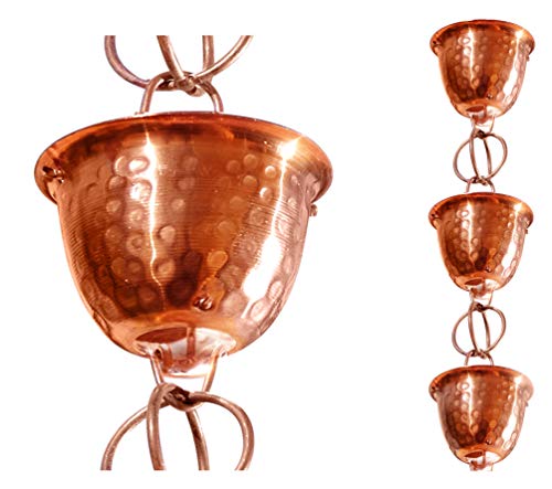 Monarch Pure Copper Hammered Cup Rain Chain Extension