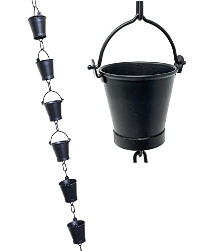 Unitt 85 ft Rain Chain for Gutter Bucket Cup Black Powder Coated Aluminum 8146BLK