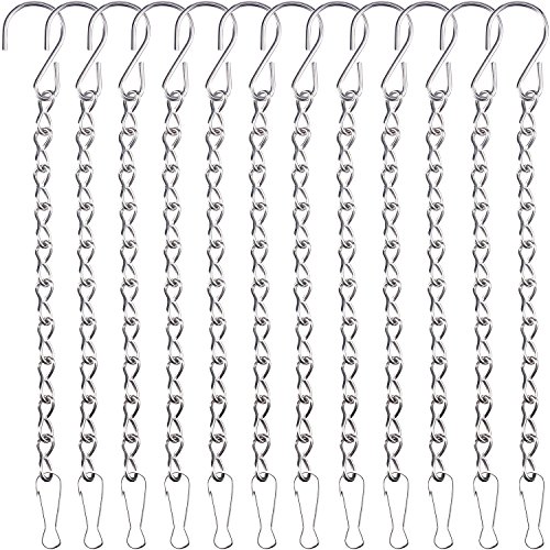 12 Pack 95 Inch Hanging Chain Garden Plant Hangers for Bird Feeders Billboards Bird Houses Planters Chalkboards Lanterns Wind Chimes and Decorative Ornaments (Silver)