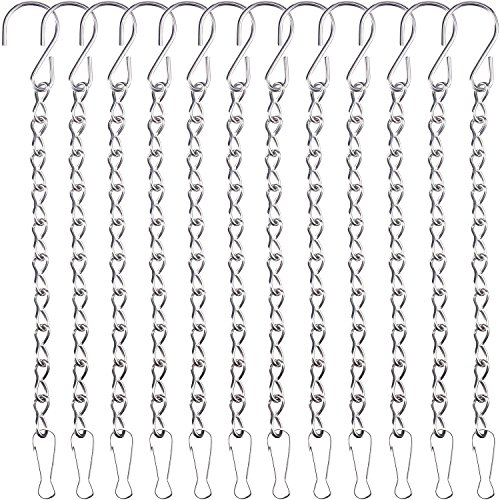 12 Pack 95 Inch Hanging Chain Garden Plant Hangers for Bird Feeders Billboards Bird Houses Planters Chalkboards Lanterns Wind Chimes and Decorative Ornaments (Silver)