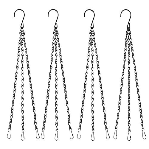 Acronde 4PCS Black Metal Hanging Chains 3 Point Holder AntiRust Paint Black Chain for Bird Feeders Planters Lanterns Billboard Wind Chimes Flower Pot Garden Outdoor Use