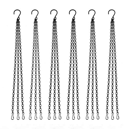 CEED4U 6 Packs 16 Inches Metal Hanging Chains Flower Pot Chains Galvanized Replacement Chain 3 Point Garden Plant Hanger for Hanging Flower Basket Hanging Planters Lanterns Bird Feeders